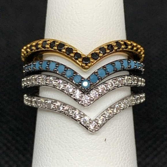 RS Covenant #6088 Rhodium Plated Sparkling Multi Color Cubic Zirconia Ring - Picture 2 of 8